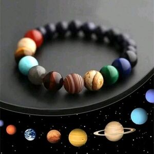 Unique Power Bracelet, Eight Planets Themed Bracelet Colorful Natural Stone
